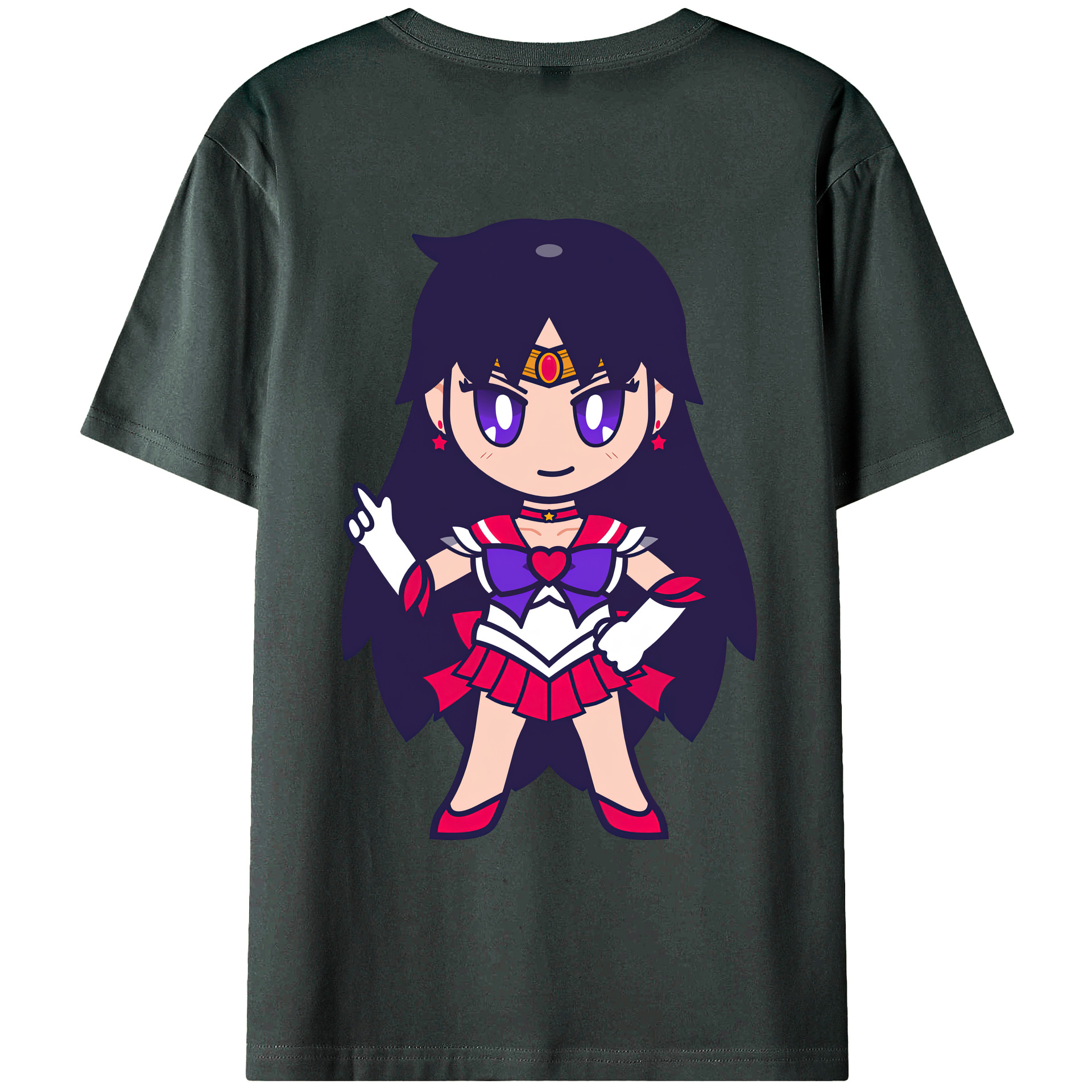 （画像用） 美少女戦士セーラームーン 火野レイ ひの レイ Sailor Moon Hino Rei （セーラーマーズ,Sailor Mars） 綿100％ メンズ半袖Tシャツ（バックプリント） 通気性
